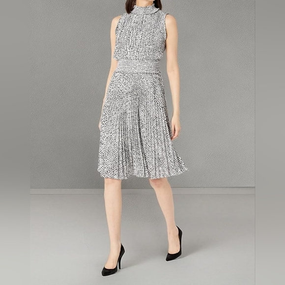 Nanette Lepore Dresses & Skirts - Nanette Lepore Black And White Pleated Smocked Midi Dress Size 6